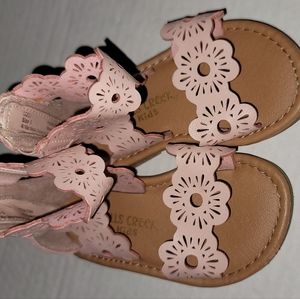 Falls creek Sandals floral design  pink ankle straps